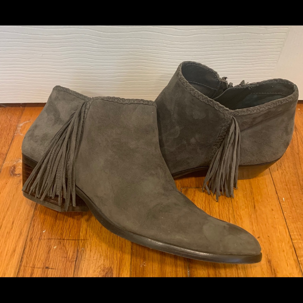 Sam Edelman Gray Suede Booties, Size 8-1/2 M